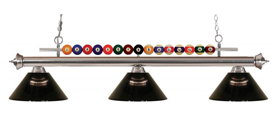 Brushed Nickel  3 Light Billiard Chandelier with Grey Acrylic Shades by Z-Lite