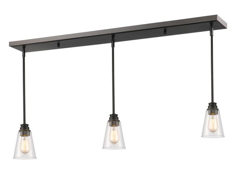 Olde Bronze  3 Light Linear Pendant with Clear Glass Shades by Z-Lite