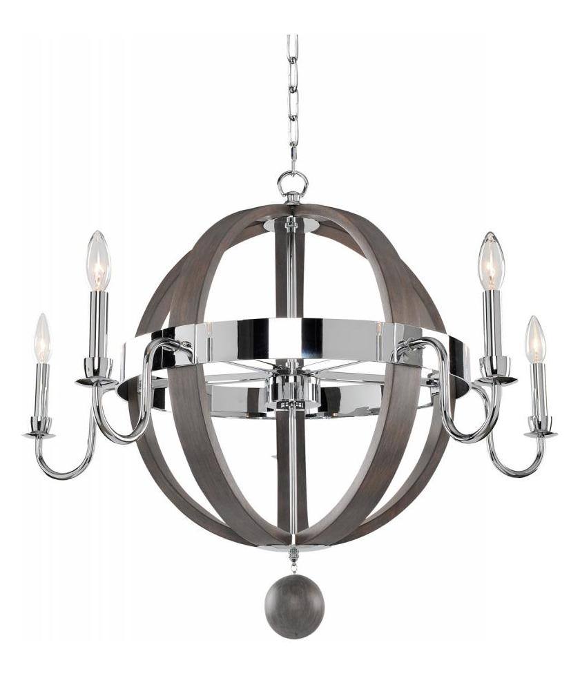 Chrome  5 Light 1 Tier Chandelier by Kalco