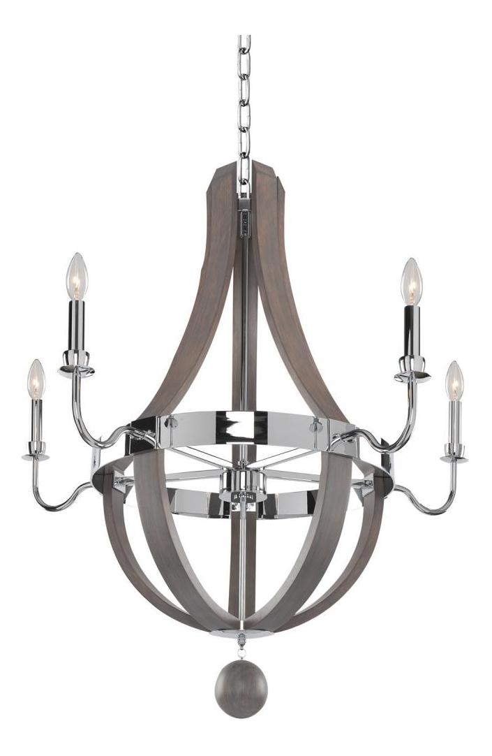 Chrome  5 Light 1 Tier Chandelier by Kalco