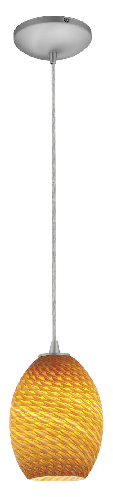 Brushed Steel / Amber Fire Bird Sydney 1 Light Mini Pendant by Access