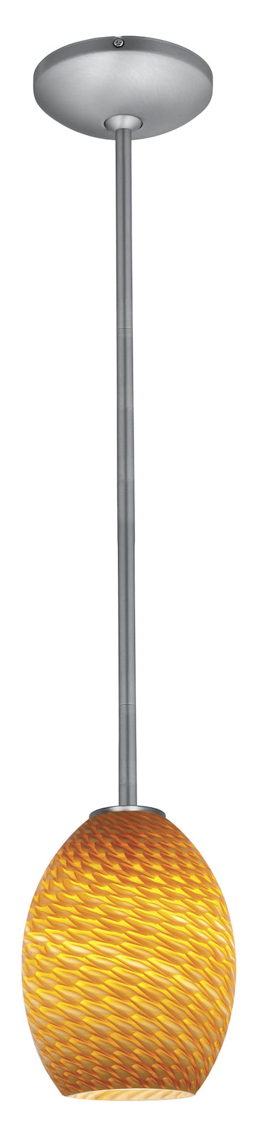 Brushed Steel / Amber Fire Bird Janine 1 Light Mini Pendant by Access