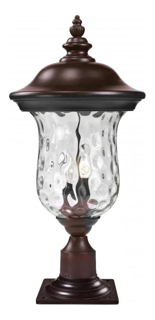 Bronze  2 Light Outdoor Pier Mount Light with Clear Water Glass Shade by Z-Lite