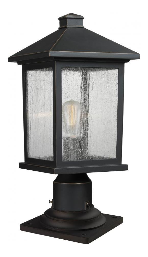 Oil Rubbed Bronze  17.75" Tall 1 Light Outdoor Lantern Pier Mount Light by Z-Lite