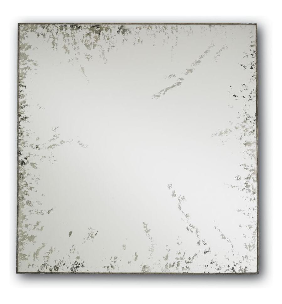 Dirty Silver  24in. High Wall Hung Antique Square Mirror by Currey