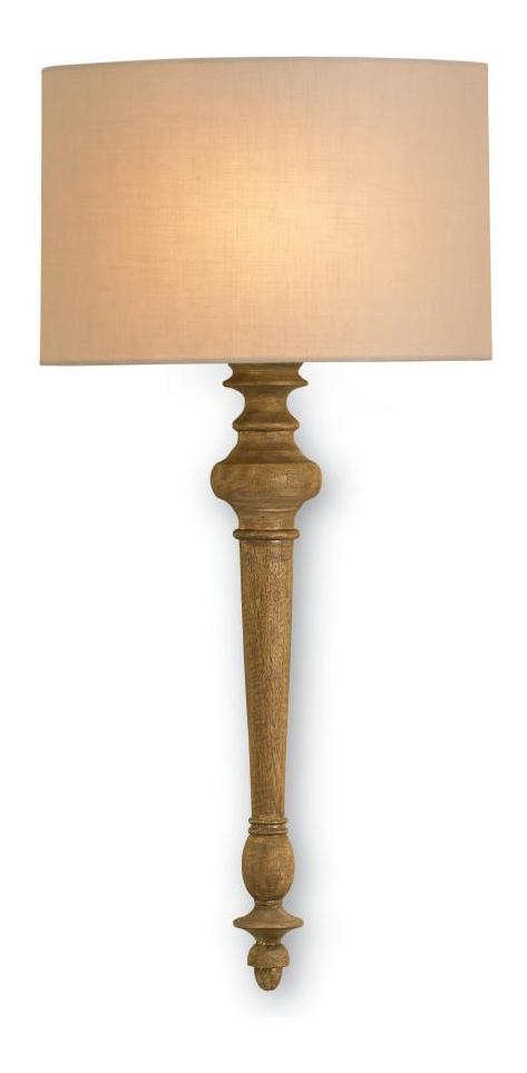 Antiquity Gold  1 Light Wall Sconce with Light Beige Linen Shade by Currey