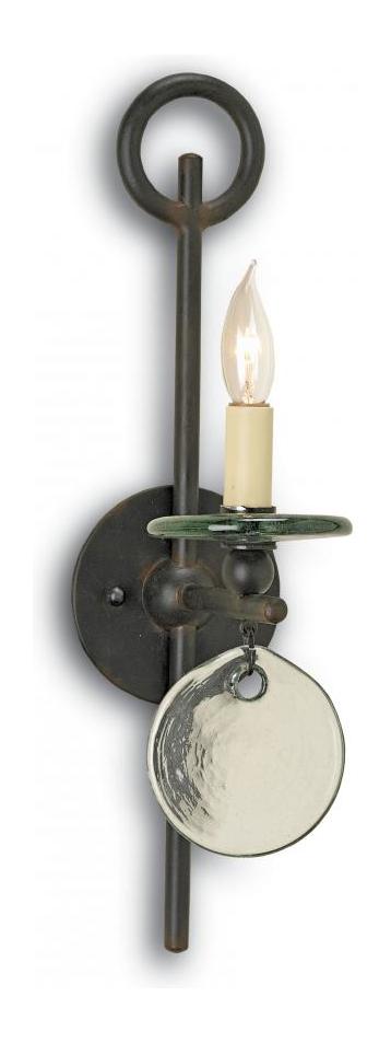 Old Iron  1 Light Wall Sconce with Circular Glass Accents by Currey