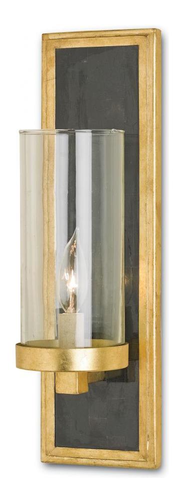Black Penshell Crackle  1 Light Black Penshell Wall Sconce by Currey