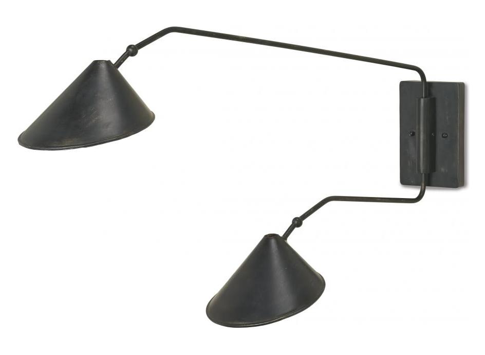 French Black  2 Light Double Wall Sconce by Currey
