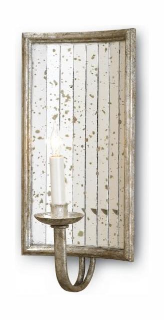 Harlow Silver Leaf  Wall Sconce Rectangle with Customizable Shades by Currey