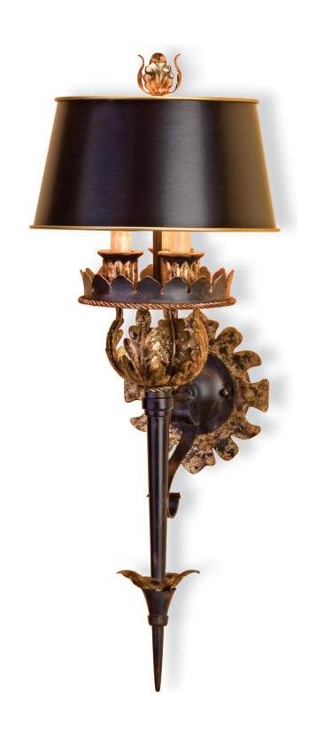 Zanzibar Black The Duke Wall Sconce With Included Zanzibar Black Shades by Currey