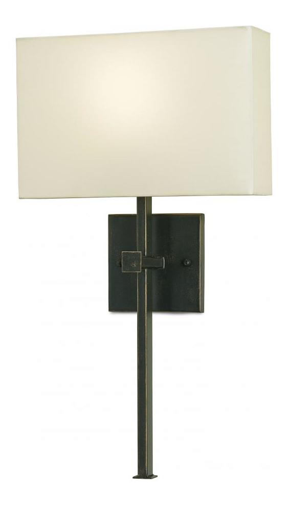 22in H 1 Light Ada Wall Sconce With Rectangular Champagne Silk Shade by Currey