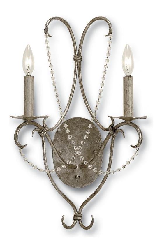 2 Light Wrought Iron Wall Sconce With Customizable Shades by Currey