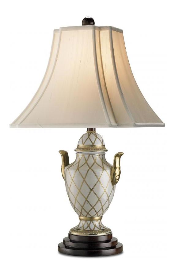 Antique White  1 Light Table Lamp with Off White Linen Shade by Currey