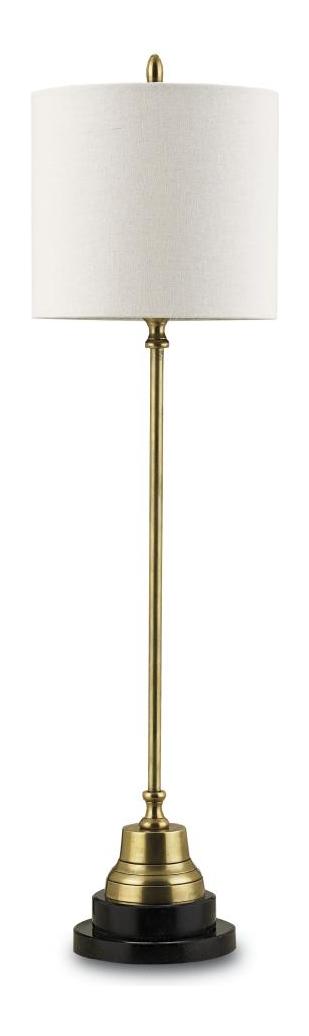 Black  1 Light Brass Table Lamp With Oatmeal Linen Shade by Currey
