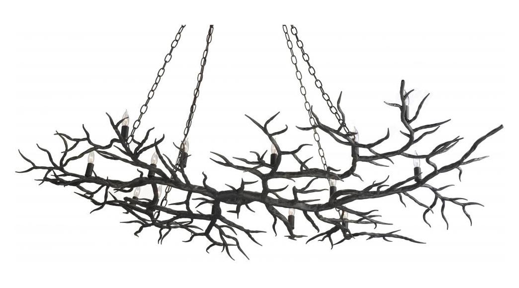 Rustic Bronze  14 Light Linear Chandelier by Currey