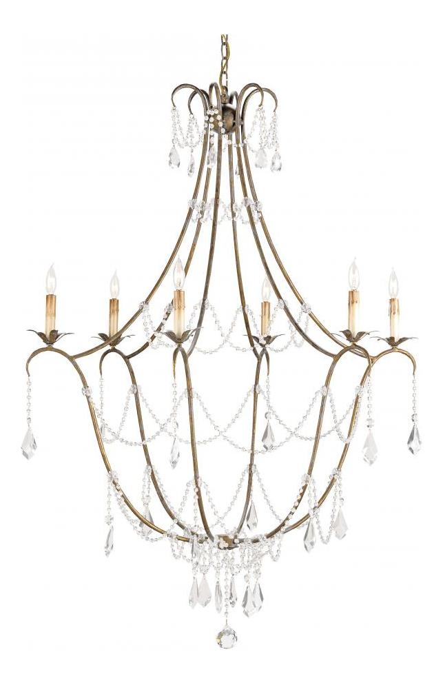 Rhine Gold Elizabeth 50in H 6 Light Chandelier With Optional Customizable Shades by Currey