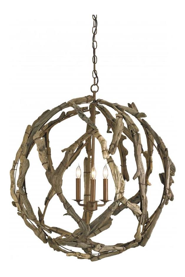 Natural  3 Light Chandelier in Natural Finish by Currey
