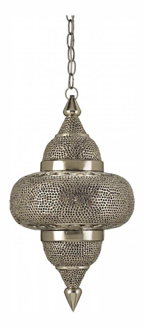 Nickel / Copper / Lacquer / Amber  1 Light Steel Pendant by Currey