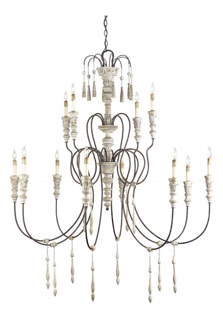 Rust 12 Light Wrought Iron Large  Chandelier With Customizable Shades by Currey