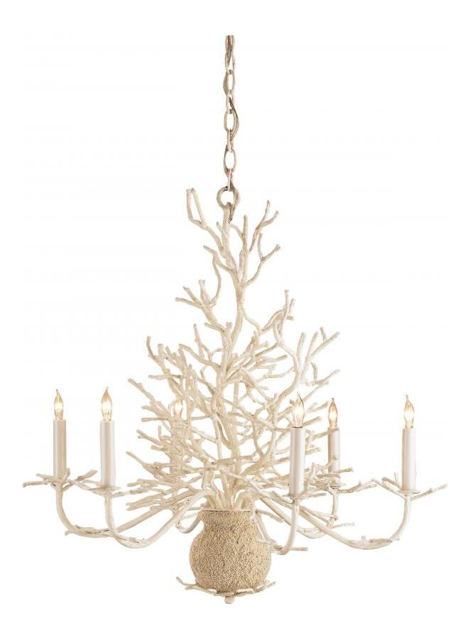 White Coral/Natural Sand  6 Light Chandelier with Customizable Shades by Currey