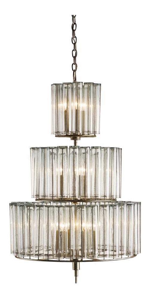 Silver Leaf  12 Light 3 Tier Chandelier by Currey