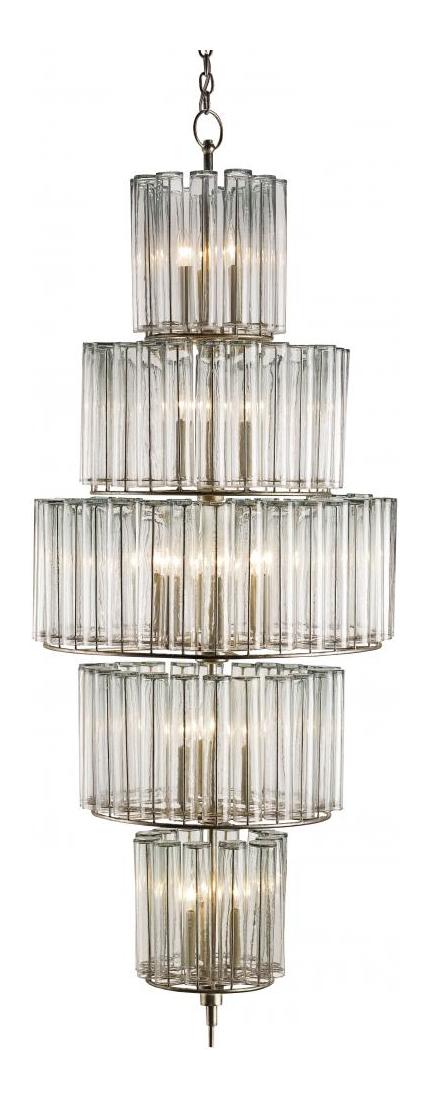 Silver Leaf  18 Light 5 Tier Chandelier by Currey