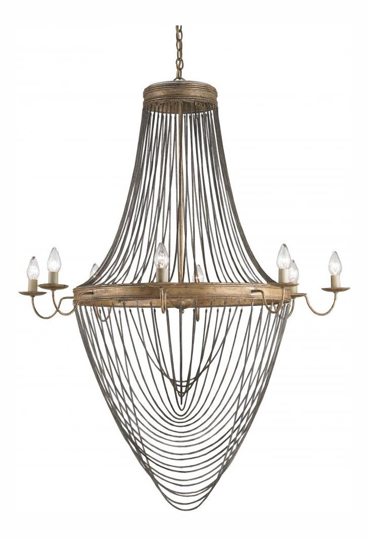 French Gold Leaf  8 Light 59in. High 1 Tier Chandelier by Currey