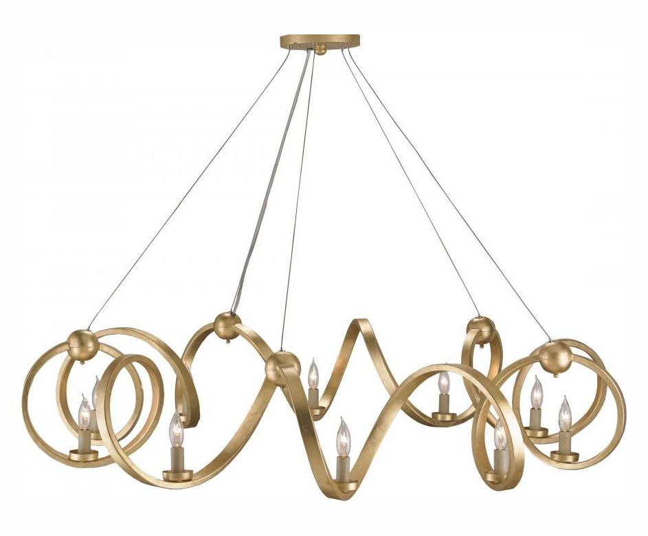 Contemporary Gold Leaf  10 Light 0in. High 1 Tier Chandelier by Currey