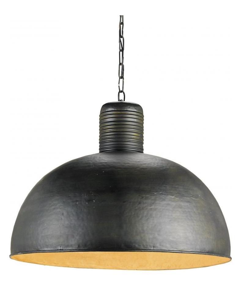 Dark Blackened Steel  1 Light Pendant with Wrought Iron Bowl Shade by Currey