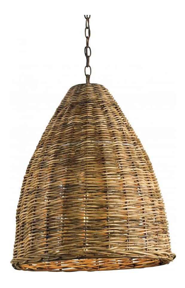 Natural  1 Light Pendant with Natural Woven Arurog Shade by Currey