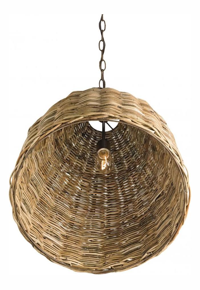 Natural  1 Light Pendant with Natural Woven Arurog Shade