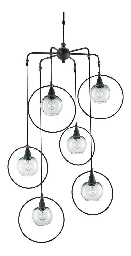 Blacksmith / Old Brass  6 Light 36in. Wide Pendant by Currey