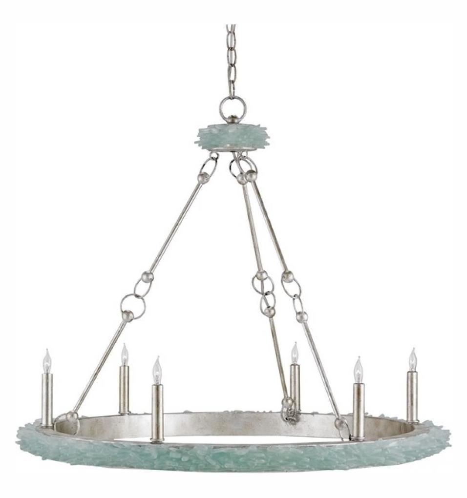 Silver Granello / Seaglass  6 Light 35in. Wide Chandelier by Currey
