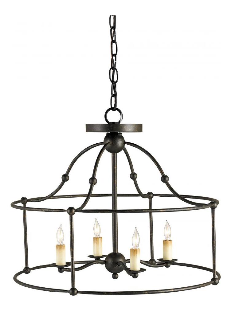 Mayfair  4 Light Pendant with Wrought Iron Frame by Currey