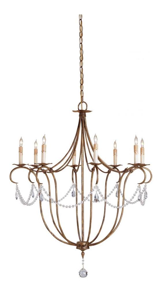 Rhine Gold Crystal Light 8 Light Single Tier Chandelier with Customizable Shades by Currey