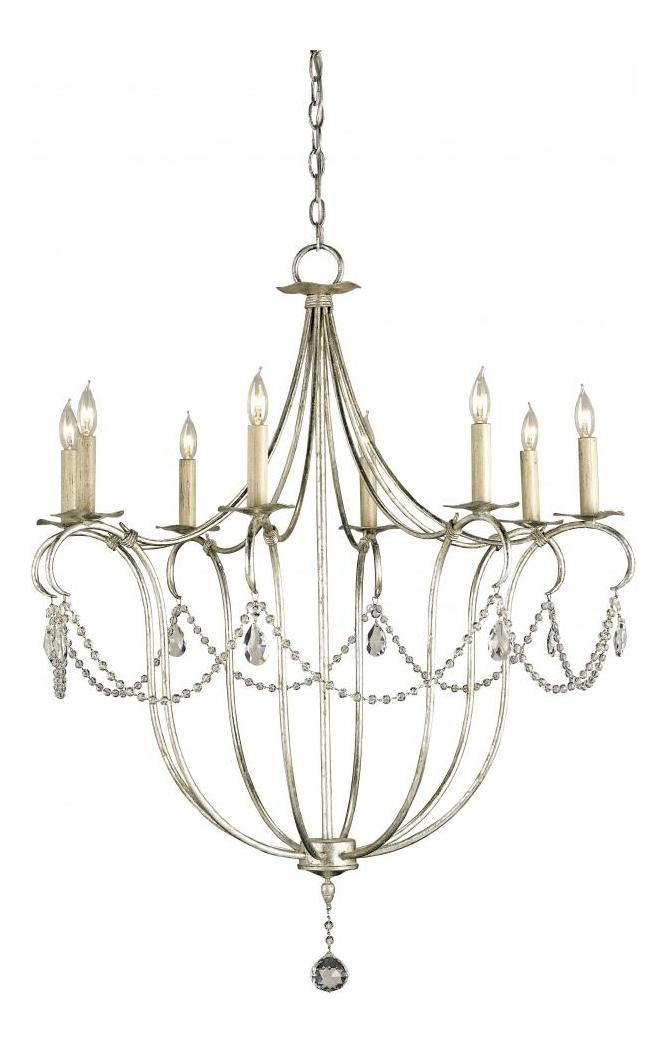 Silver Leaf 8 Light Single Tier Chandelier with Customizable Shades by Currey