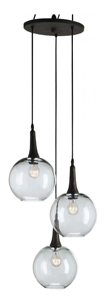 Emery Rust  Trio Pendant by Currey
