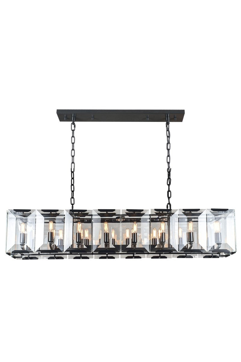 16 light Flat Black (Matte) Chandelier Clear Glass Crystal by Urban Classic