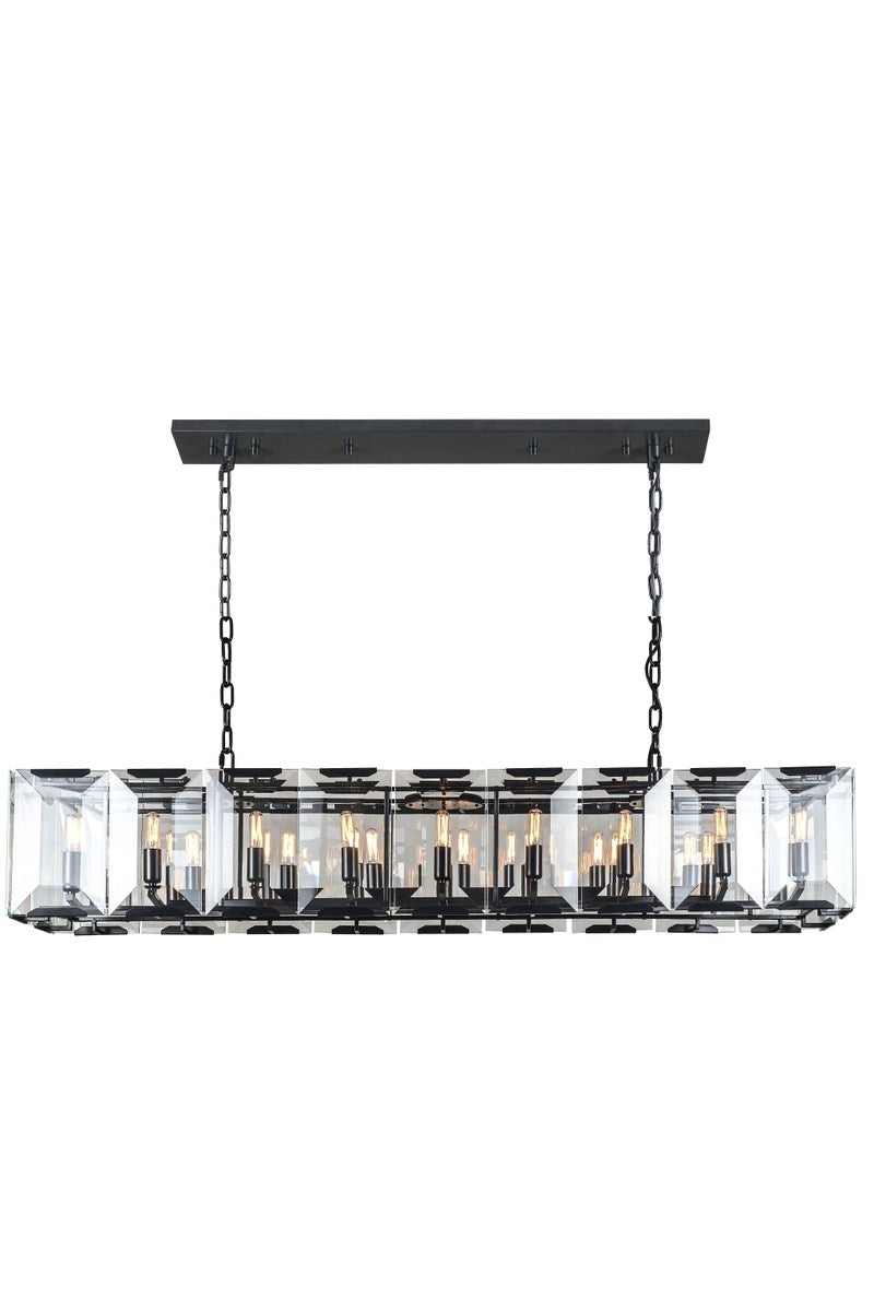18 light Flat Black (Matte) Chandelier Clear Glass Crystal by Urban Classic