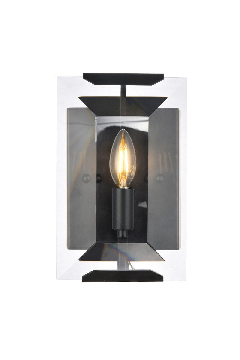 1 light Flat Black (Matte) Wall Sconce Glass Crystal by Urban Classic