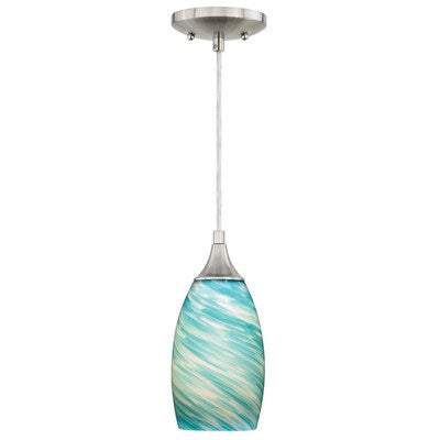 4.75-in Mini Pendant Celeste Wave Glass Satin Nickel by Vaxcel International
