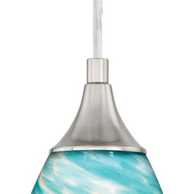 4.75-in Mini Pendant Celeste Wave Glass Satin Nickel