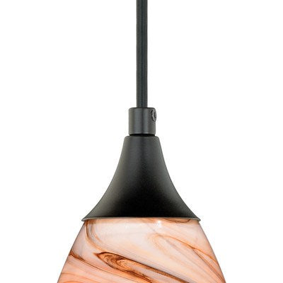 4.75-in Mini Pendant Toffee Swirl Glass Oil Rubbed Bronze