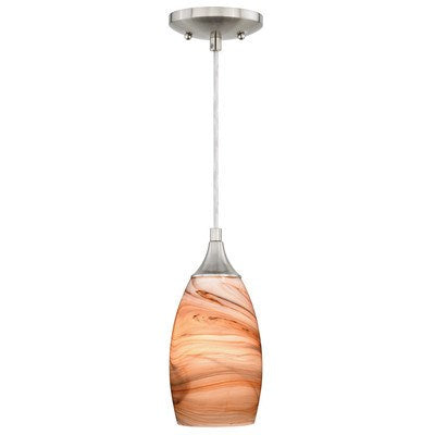 4.75-in Mini Pendant Toffee Swirl Glass Satin Nickel by Vaxcel International
