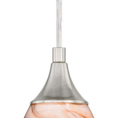 4.75-in Mini Pendant Toffee Swirl Glass Satin Nickel