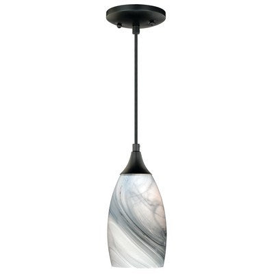 4.75-in Mini Pendant Marble Swirl Glass Oil Rubbed Bronze by Vaxcel International