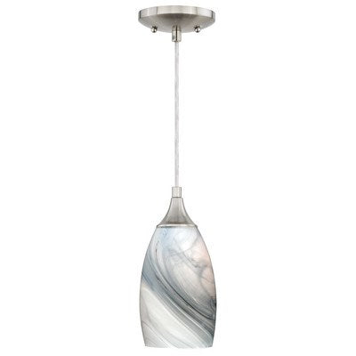 4.75-in Mini Pendant Marble Swirl Glass Satin Nickel by Vaxcel International