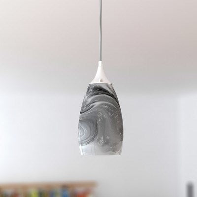 4.75-in Mini Pendant Marble Swirl Glass Satin Nickel