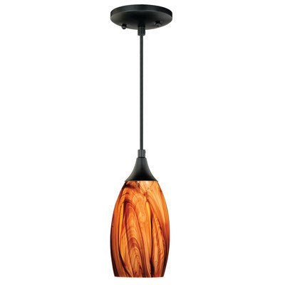 4.75-in Mini Pendant Smoky Fire Glass Oil Rubbed Bronze by Vaxcel International
